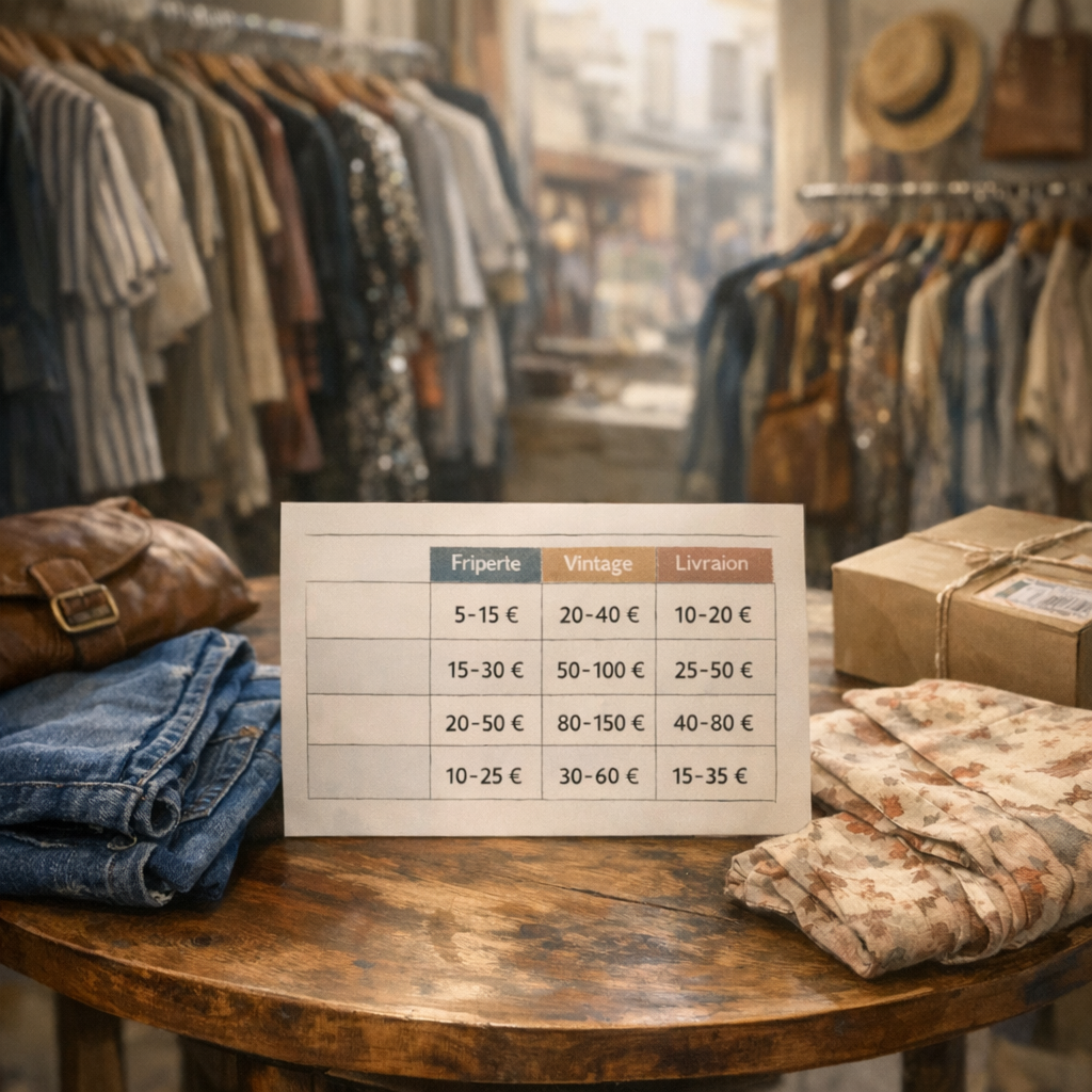 Prix en friperie&nbsp;: le tableau pour comparer occasion, vintage et livraison