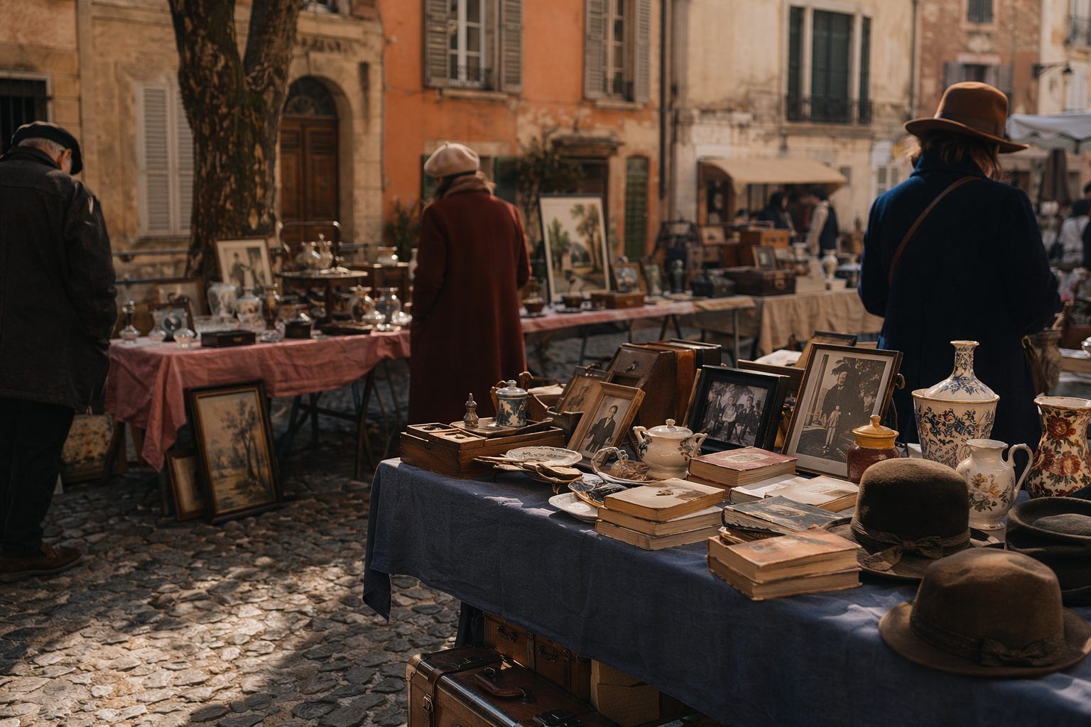 Stand vintage sur un marché d'Orléans